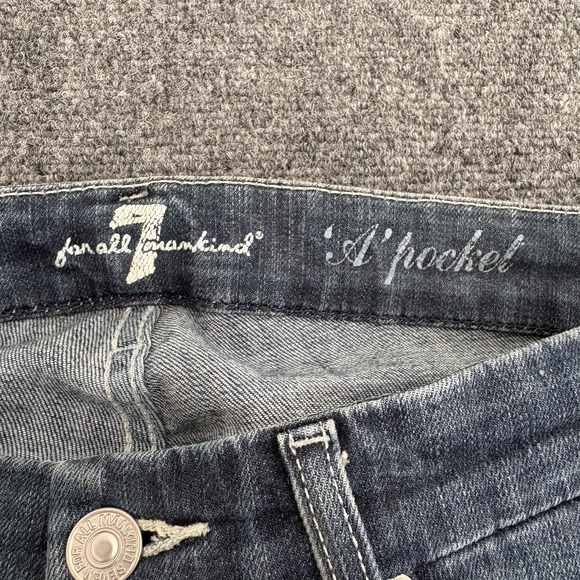 7 For All Mankind Jeans Women 27 Fits 30x33 Blue A Pocket Bootcut Denim Made USA - Picture 5 of 11